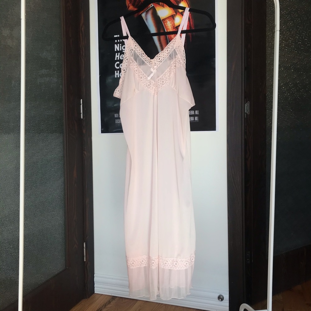 80s Vintage Sheer Lace Ruffle Nightie Slip